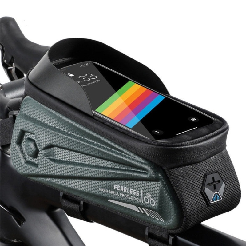 Bicycle Bag Hard Shell Front Beam Mobile Phone Waterproof Upper Tube Mountain Bike Riding Equipment Green (1.7L)