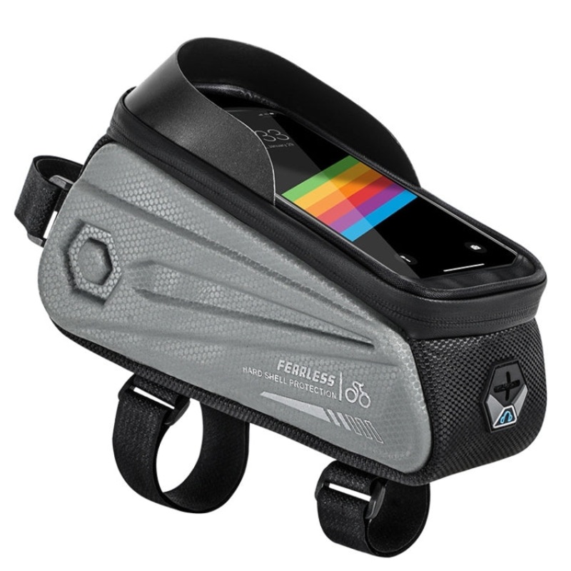Bicycle Front Beam Bag Waterproof Top Tube Bag Mountain Bike Riding Equipment Future Gray (Size: 1.7L)