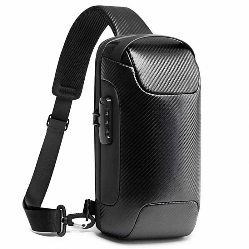 Men Fashion Chest Bag Waterproof Messenger Bag (Black)