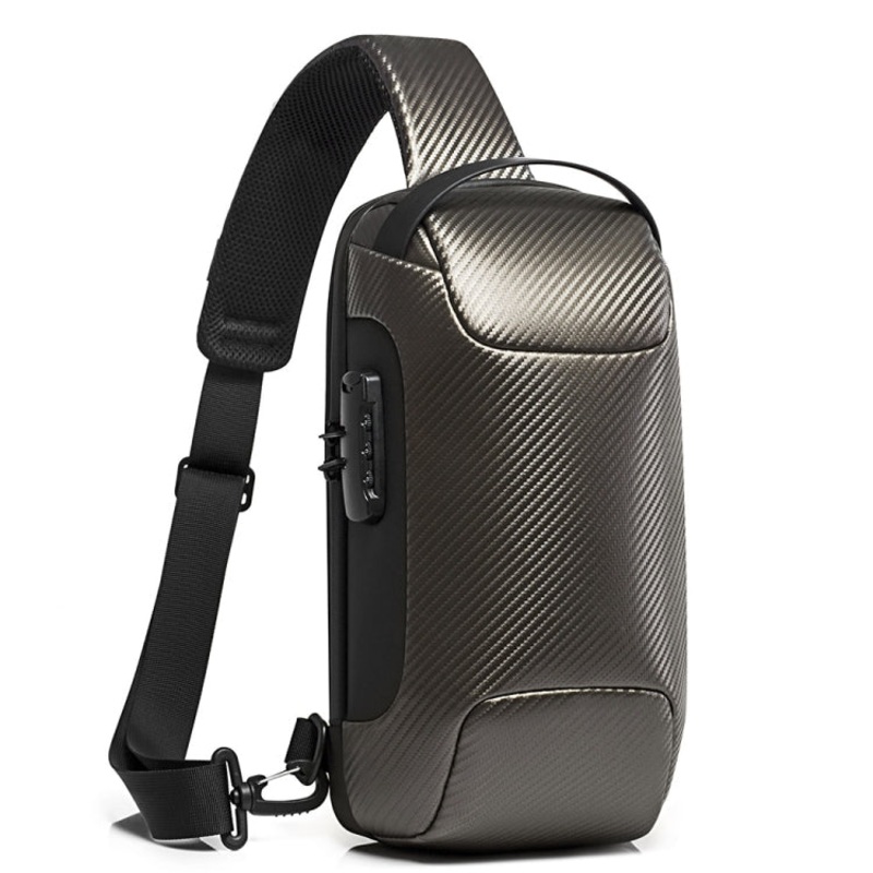 Men Fashion Chest Bag Waterproof Messenger Bag(Golden)