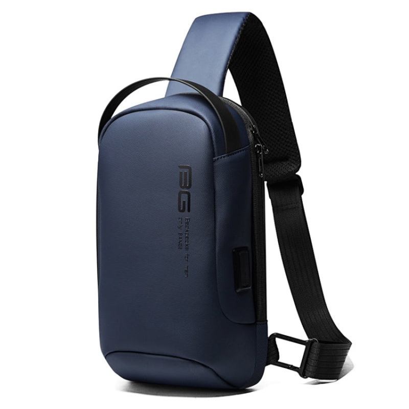 Men One-Shoulder Bag Casual Business Messenger Oxford Cloth Chest Bag Blue