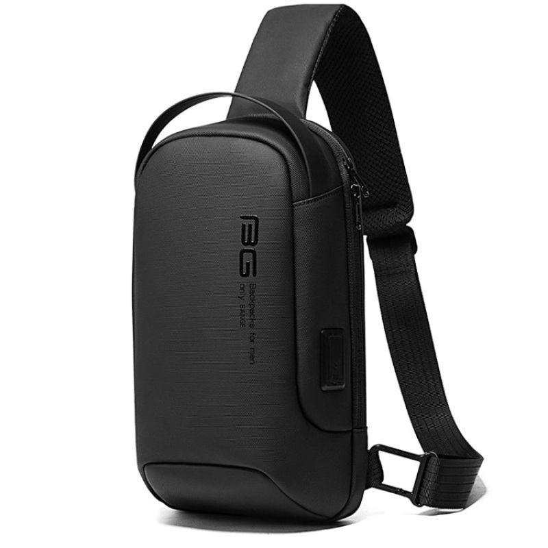 Men One-Shoulder Bag Oxford Cloth Chest Bag Casual Business Messenger (Black)