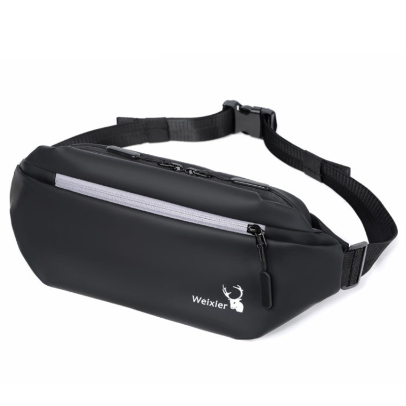 Men Outdoor Messenger Bag Multifunctional Large-Capacity Waist Bag (Black)
