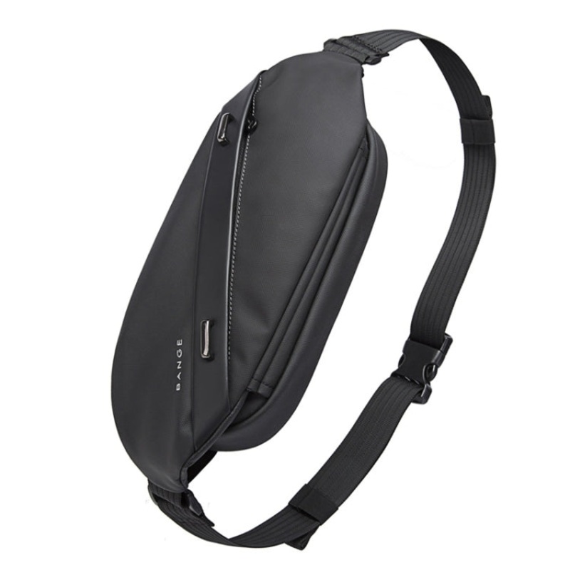 Men Waterproof Business Casual Chest Bag Messenger Bag (Black)