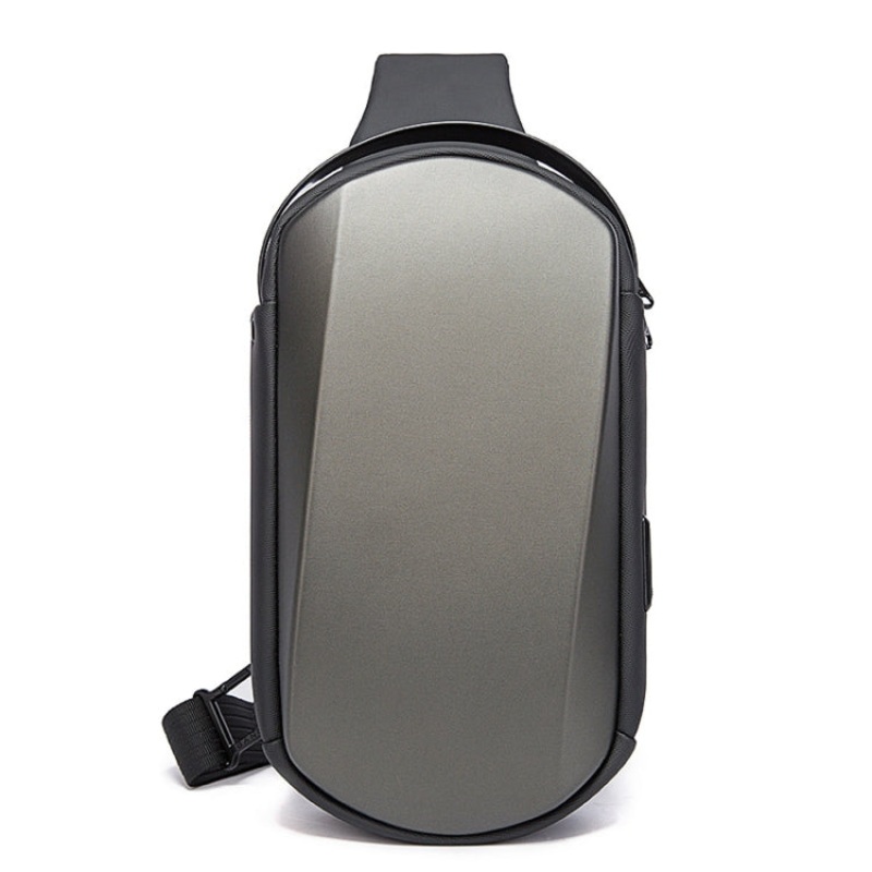 Men Waterproof Chest Bag Hard Shell Messenger Bag (Gray)