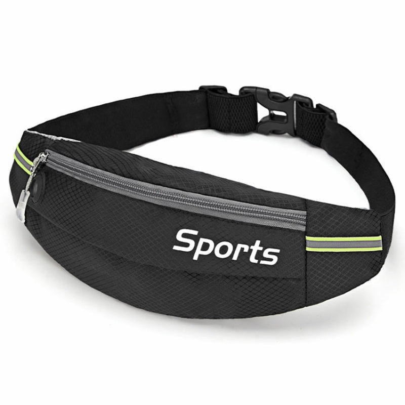 Sports Waist Bag Running Equipment Lightweight Large-Capacity Water-Repellent Breathable Outdoor Bag (Black)