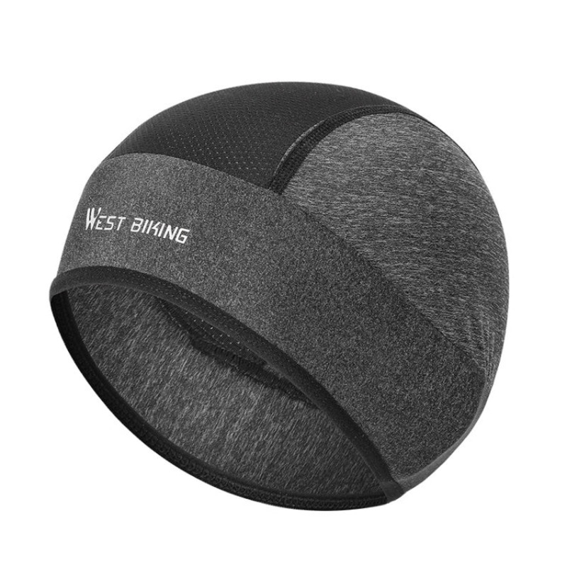 Summer Riding Ice Silk Cap Windproof Hood Thin Breathable Quick-Drying Helmet Lining Cap (Gray)