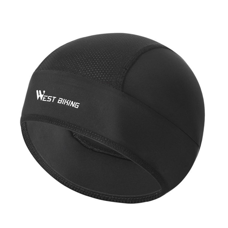 Summer Riding Ice Silk Cap Windproof Hood Thin Inner Cap Breathable and Quick-Drying Helmet Lining (Black)