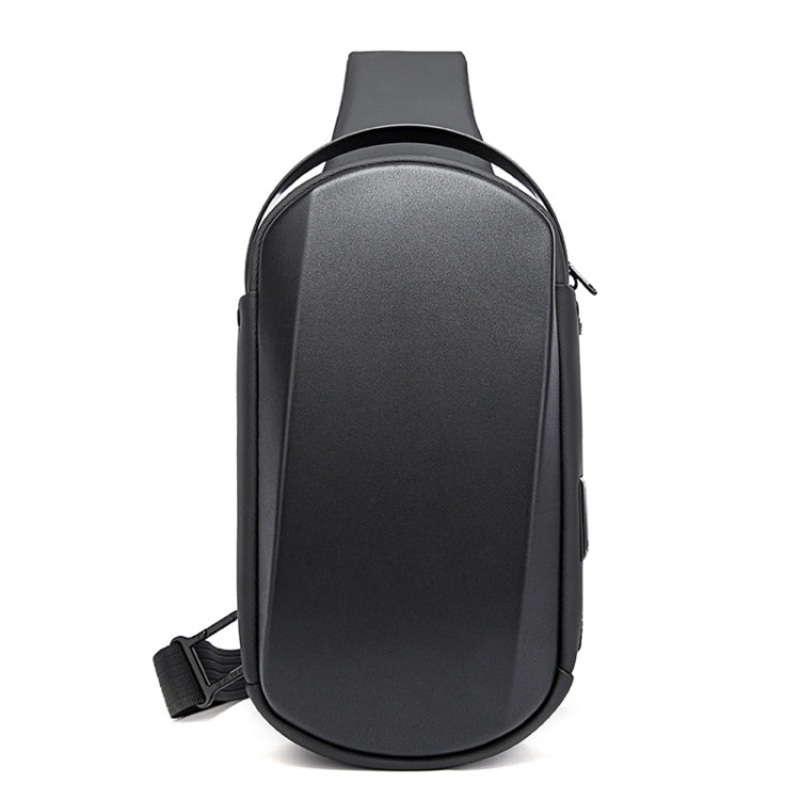 Waterproof Hard Shell Men Chest Bag Messenger Bag (Black)