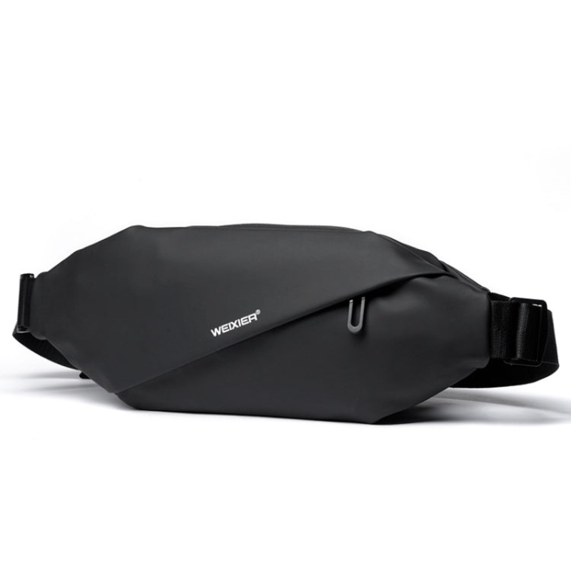 Waterproof Men Running Waist Bag Multifunctional Shoulder Chest Sports Bag (Black)