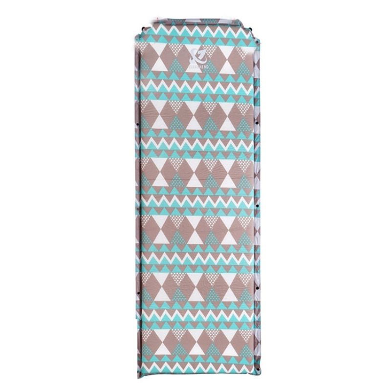 Double Air Hole Automatic Inflatable Pad for Outdoor Camping Tent Moisture-Proof Sleeping Pad (Gray Blue Printing)