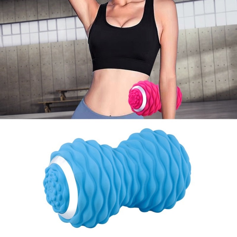 Massage Fitness Electric Silicone Massage Ball Muscle Relaxation Peanut Shape Yoga Ball Blue