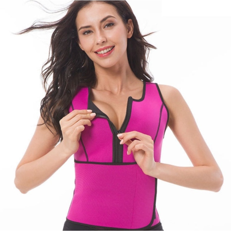 Neoprene Corset Yoga Vest Sweat Suit Postpartum Belly Belt (Size L, Rose Red)