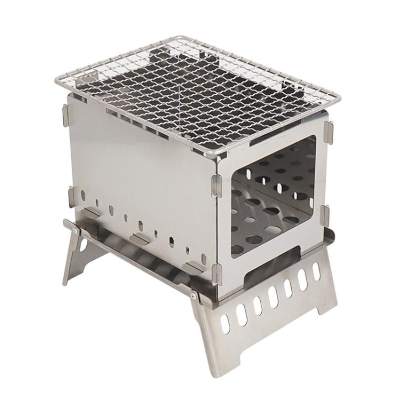 Outdoor Folding Card Stove Barbecue Rack Camping Windproof Burning Fire Station (Colours and sizes available)