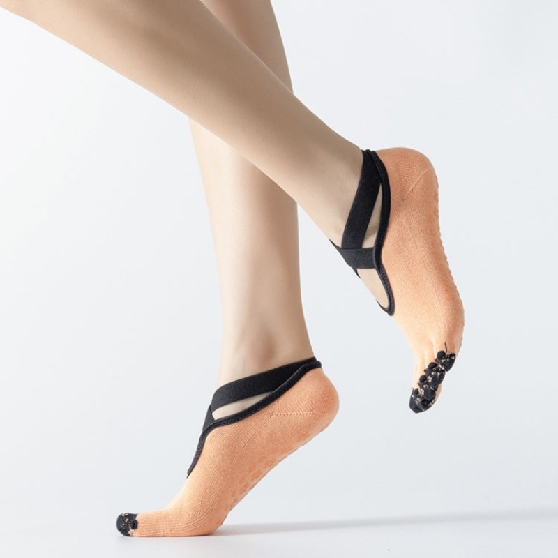 Professional Non-Slip Five-Finger Split Toe Strap Yoga Socks Ballet Dance Cotton Socks Skin Color (One Size)