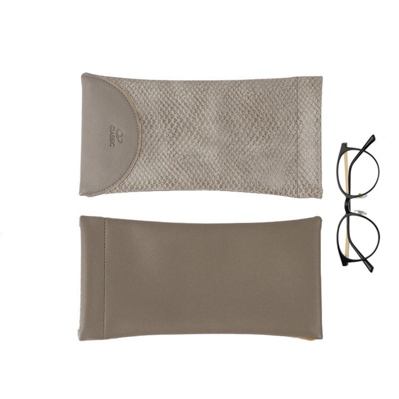 Snake Print PU Elastic Leather Sunglasses Bag  Myopia And Presbyopic Glasses Bag(Gray)