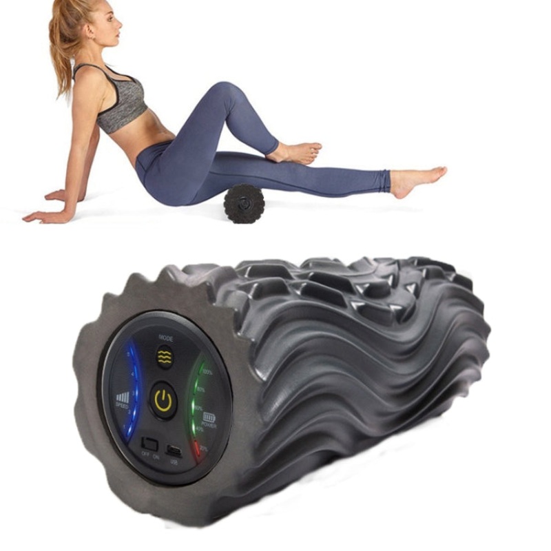 Three-Zone Vibration Electric Muscle Relaxation Roller Massage Yoga Column Foam Roller USB Model (Space Gray)