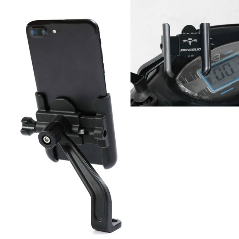 Bicycle Aluminum Alloy Mobile Phone Holder Anti-Vibration Navigation Riding Equipment (Black)