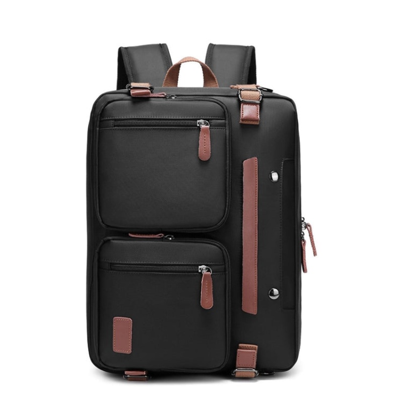 Black Business Computer Backpack Waterproof Nylon Travel Backpack 17.3 Inch