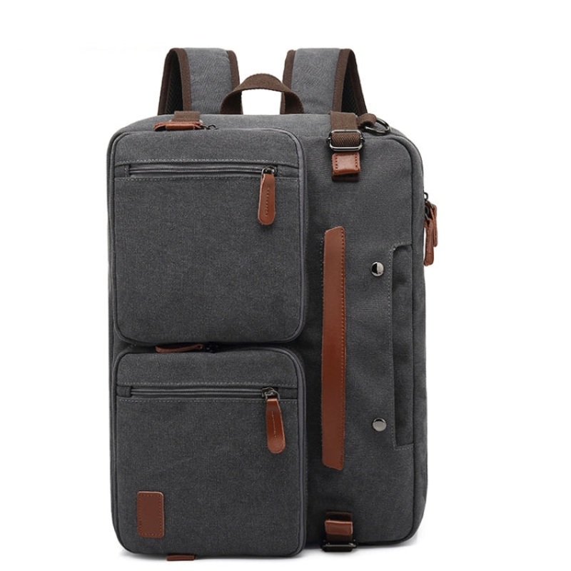 Business Computer Backpack Multifunctional Simple Waterproof Nylon Travel Backpack 15.6 inch (Canvas Gray)