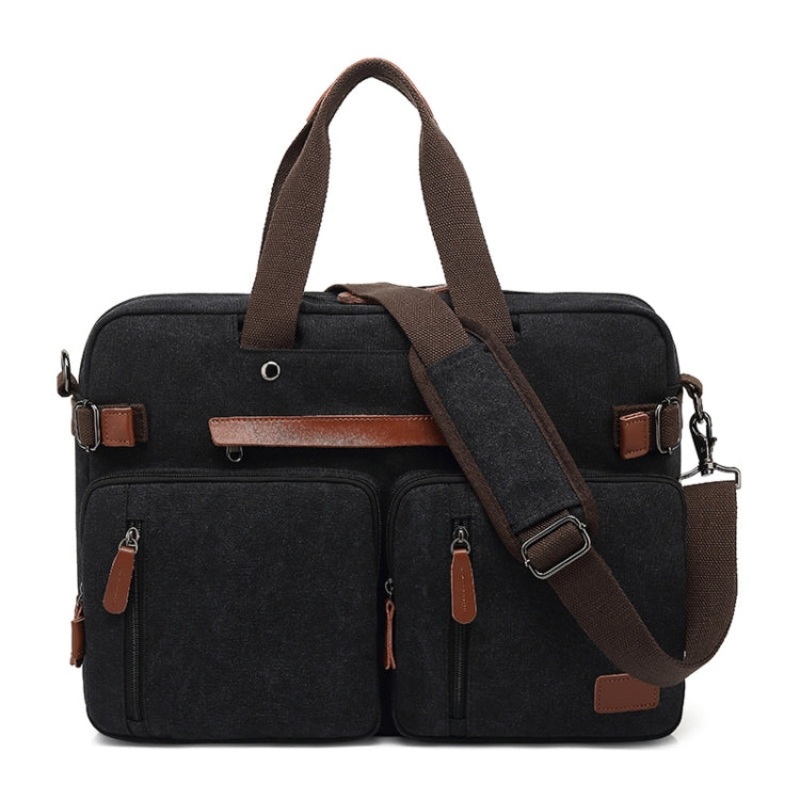 Business Computer Backpack Multifunctional Waterproof Nylon Travel Backpack 15.6 inch (Canvas Black)