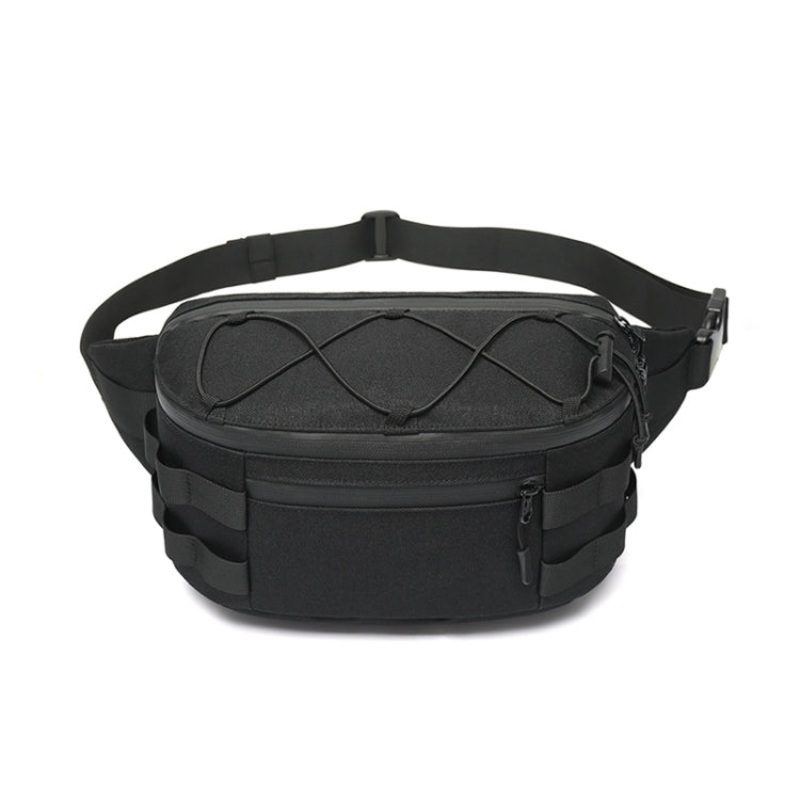 Men Multifunctional Chest Sports Waterproof Shoulder Bag (Black)