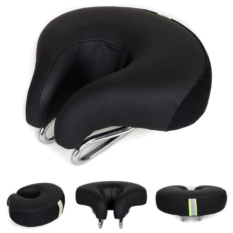 Noseless Bicycle Saddle Mountain Bike Thickened  Soft Cushion(Black)