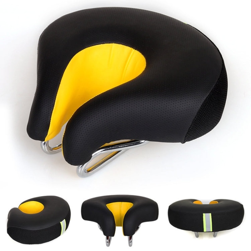 Noseless Bicycle Saddle Mountain Bike Thickened  Soft Cushion(Yellow)