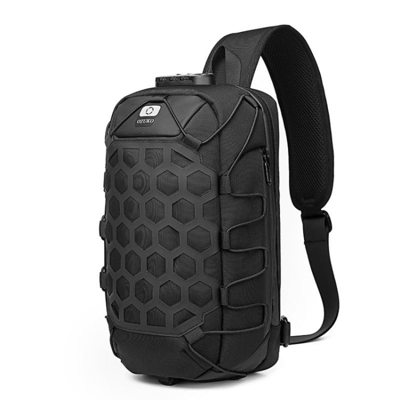 Waterproof Anti-Theft Shoulder Messenger Bag with External USB Charging Port (Black)