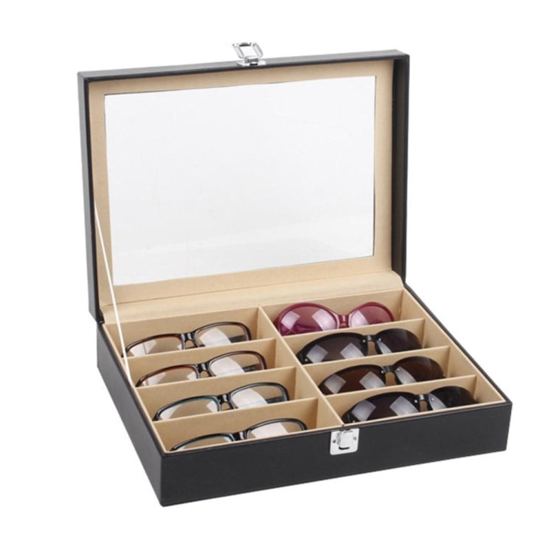 8 Bit Glasses Case Sunglasses Storage Display Box(Black)