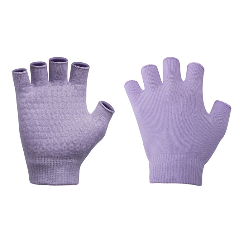 Ladies Non-Slip Fingerless Aerial Yoga Aid Gloves Light Purple (A3)