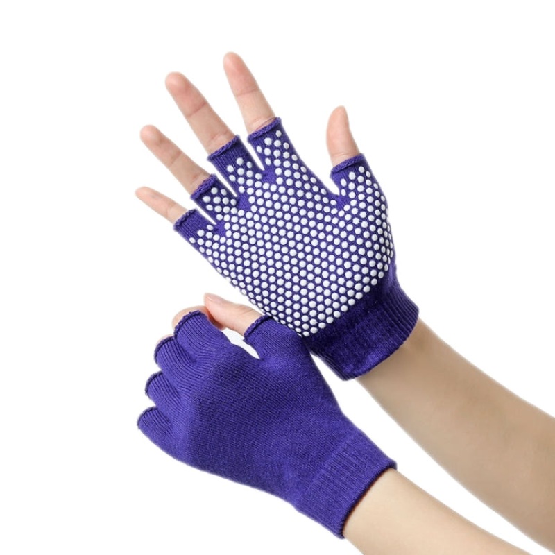 Ladies Non-Slip Fingerless Aerial Yoga Aid Gloves (Purple)