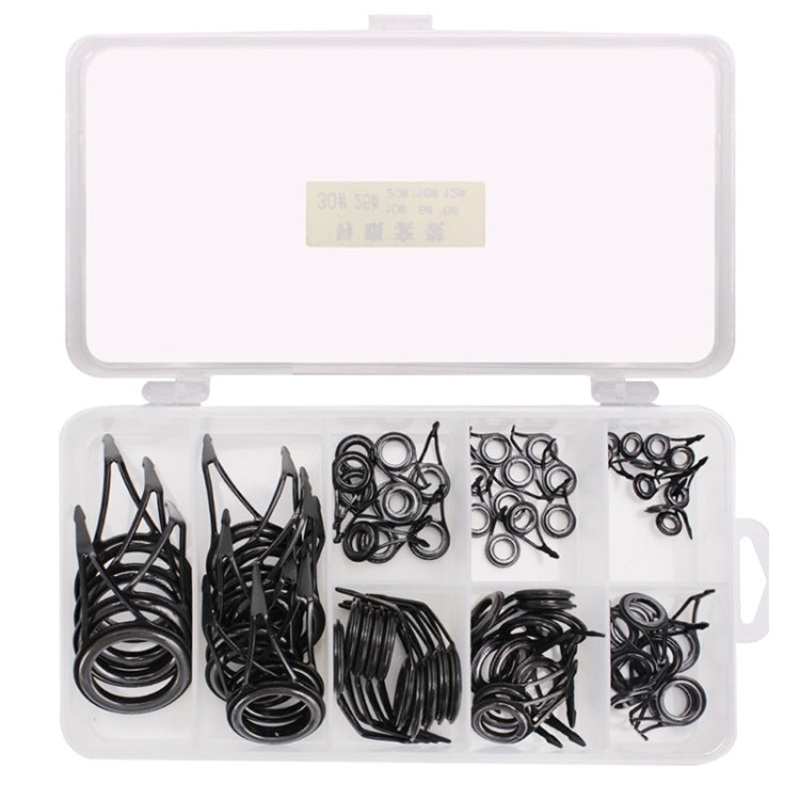 75 PCS / Box  Ceramic Wire Loop Luya Rod Fishing Gear Accessories(Black)