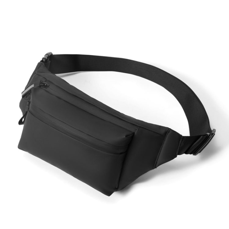 Adjustable Black Oxford Cloth Waist Bag for Men (32 x 12 x 6cm)