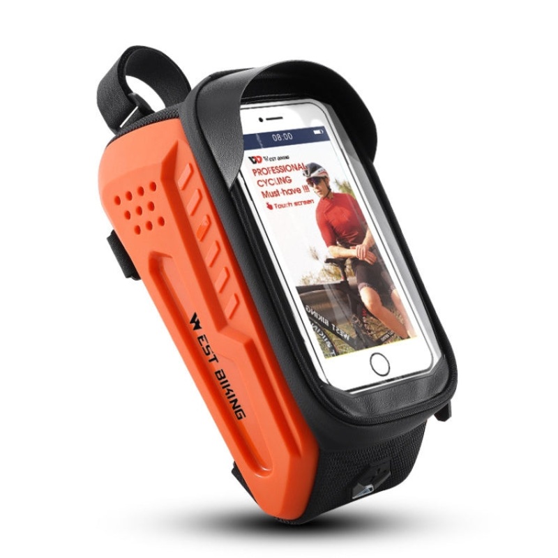 Bicycle Front Bag Hard Shell Riding Front Beam Bag (Orange) for Cyclists