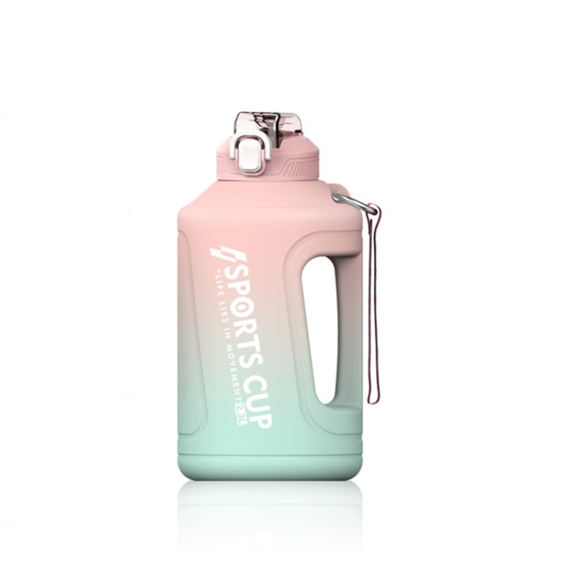 Large Capacity Gradient Straw Cup Sports Bottle With Scale (Pink) 3800ml