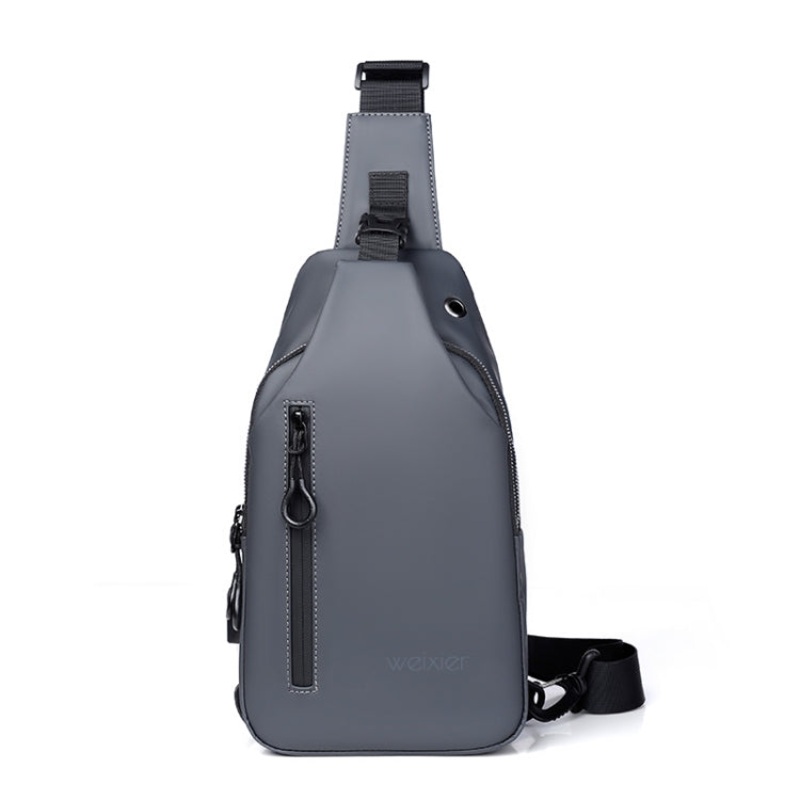 Men Chest Bag Outdoor Leisure Messenger Bag Gray (One Size)