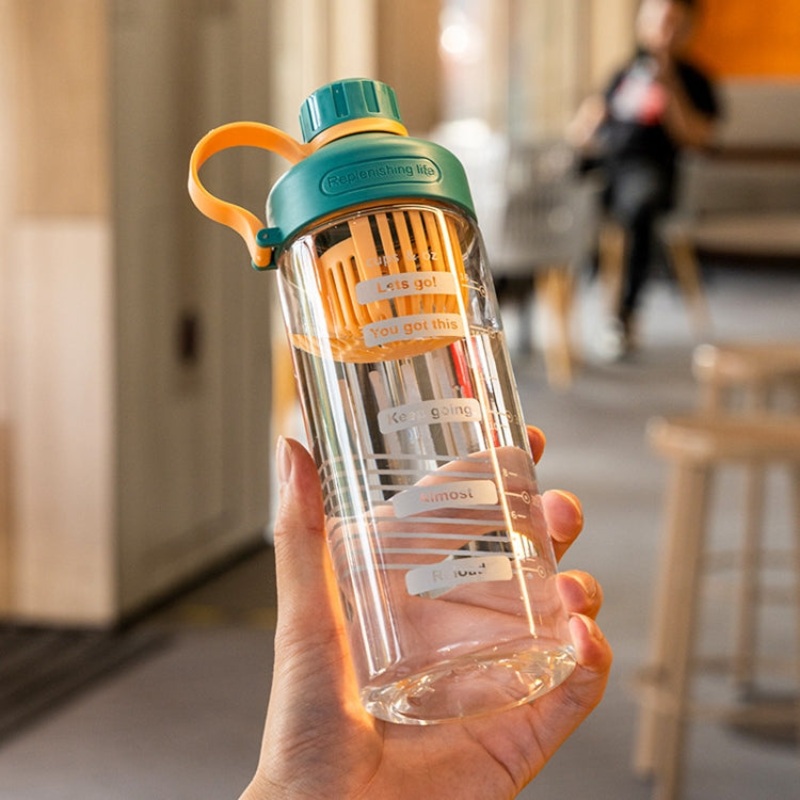 Portable High Temperature Resistant Tea Leaking Plastic Cup 550ml Green Orange