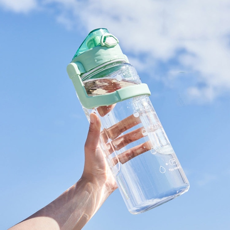 Time Scale Drinking Water Target Transparent Sports Kettles (Matcha Green)
