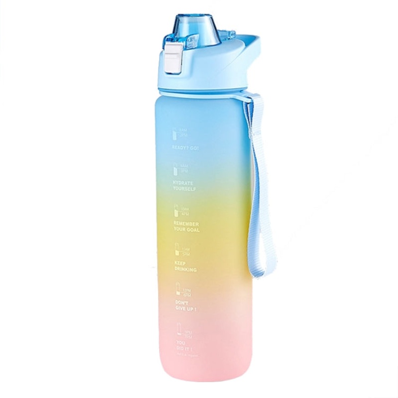 Large Capacity Gradient Colors Plastic Sports Water Cup (Sky Blue) - 1000ml