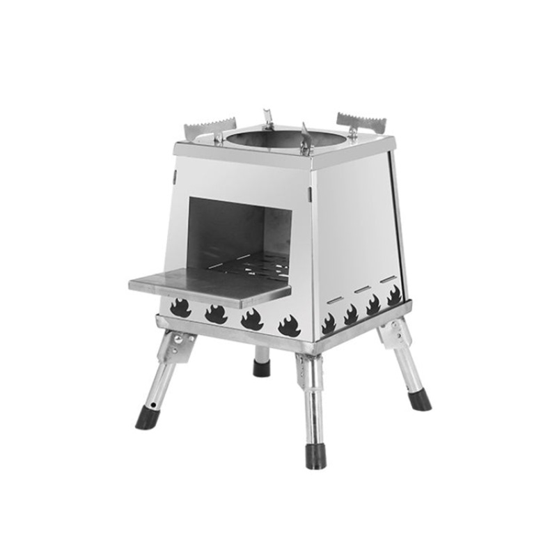 Outdoor Camping Folding Portable Barbecue Wood Stove (Small) Stainless Steel