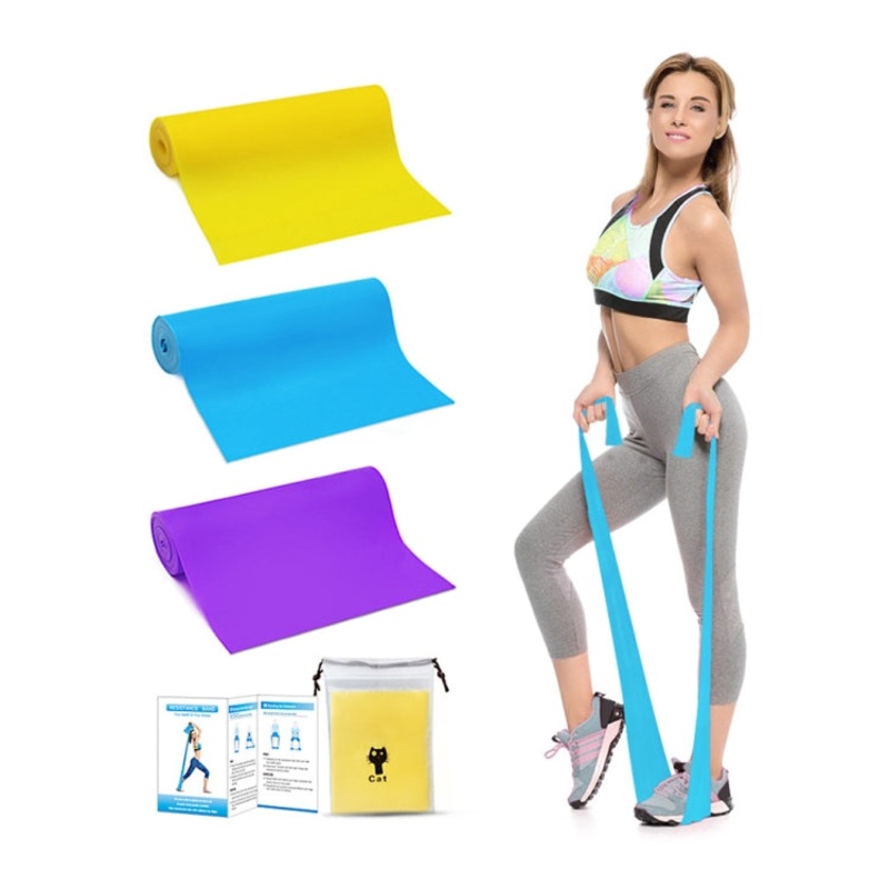 3 in 1 TPE Yoga Stretch Sheet Fitness Elastic Band Resistance Band Strength Training Set (One Size)