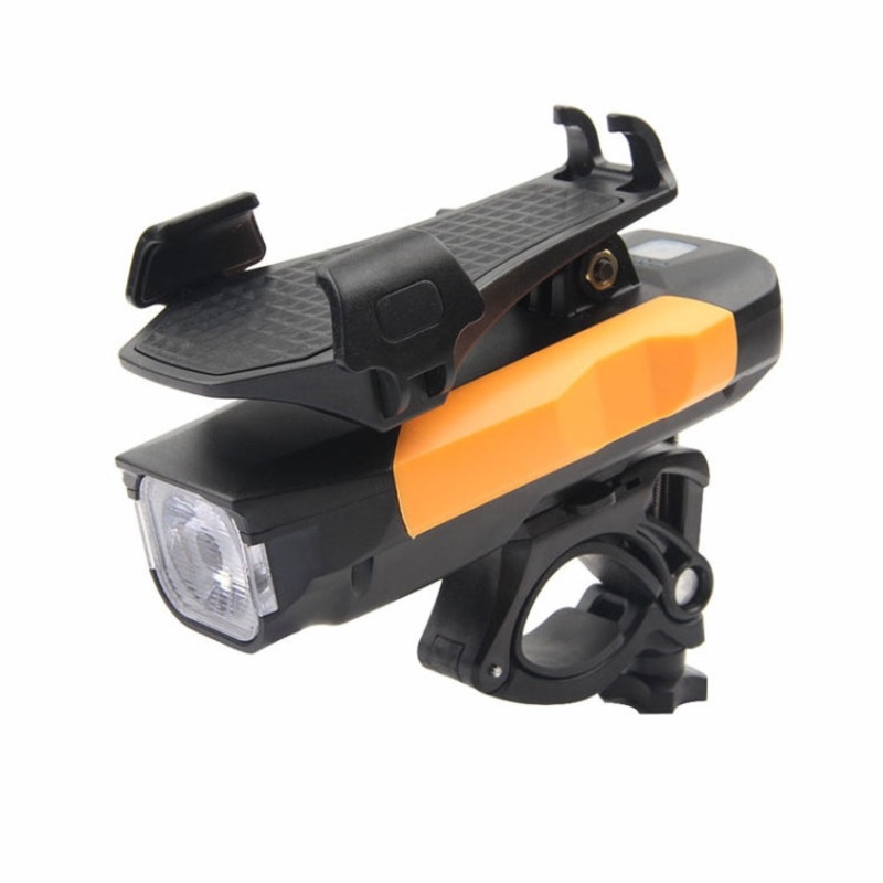 500LM Bicycle Light Mobile Phone Holder Multi-Function Riding Front Light With Horn 4000mAh (Black Orange)