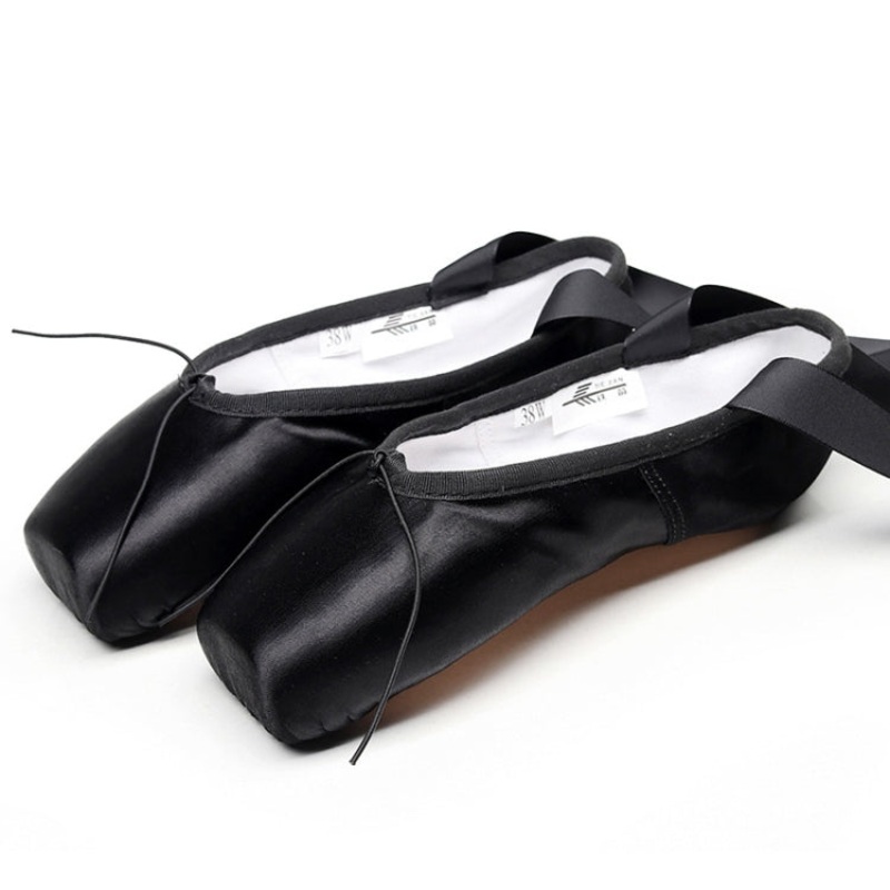 Ballet Lace Pointe Shoes Professional Dance Shoes Size: 41 (Black)