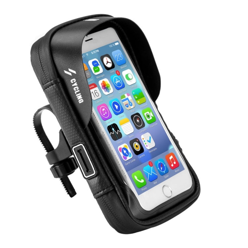 Bicycle Handlebar Bag Waterproof Touch Screen Upper Tube Saddle Bag (Black, Red, Blue)