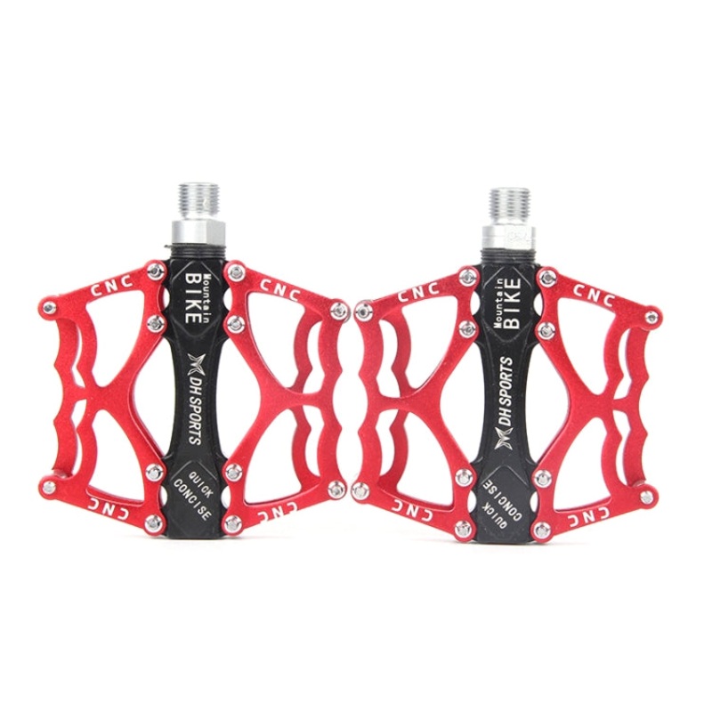 Bicycle Pedal Mountain Bike Aluminum Alloy Palin Pedal Non-Slip Bearing Pedal(901 Red)