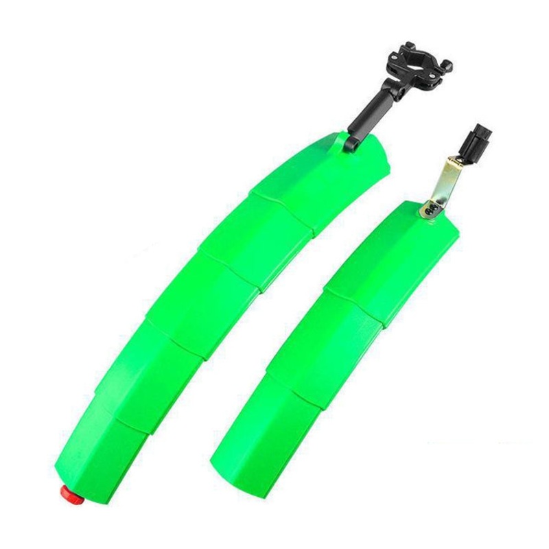 Bicycle Telescopic Folding Mudguard  27.5 Inch Extended Water Retaining LED Taillight(Green)