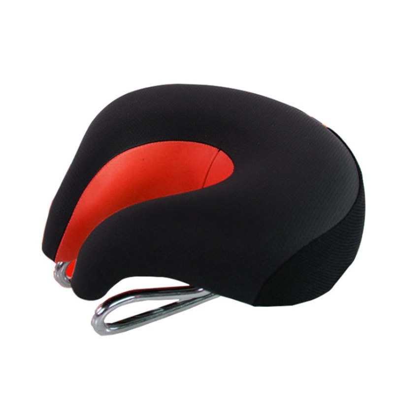 Bicycles Soft Saddle Mountain Bikes Thick Shock Absorption & Comfortable Seat Accessories(Black Red)