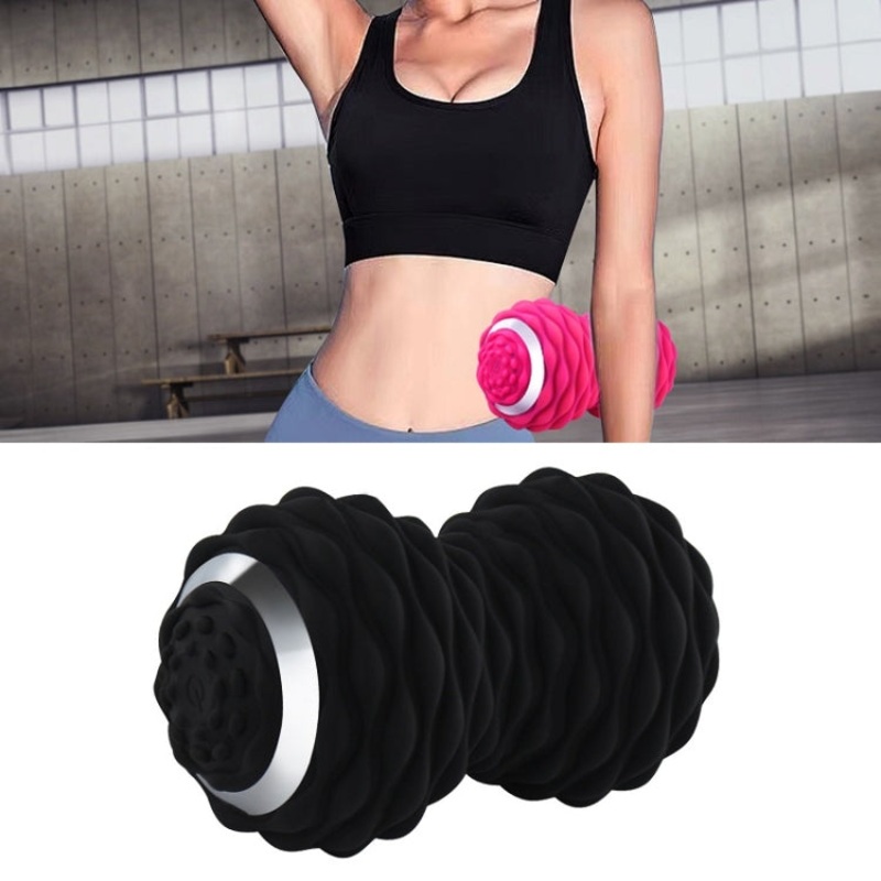 Electric Silicone Massage Ball Muscle Relaxation Fascia Peanut Shape Yoga Ball (Black)