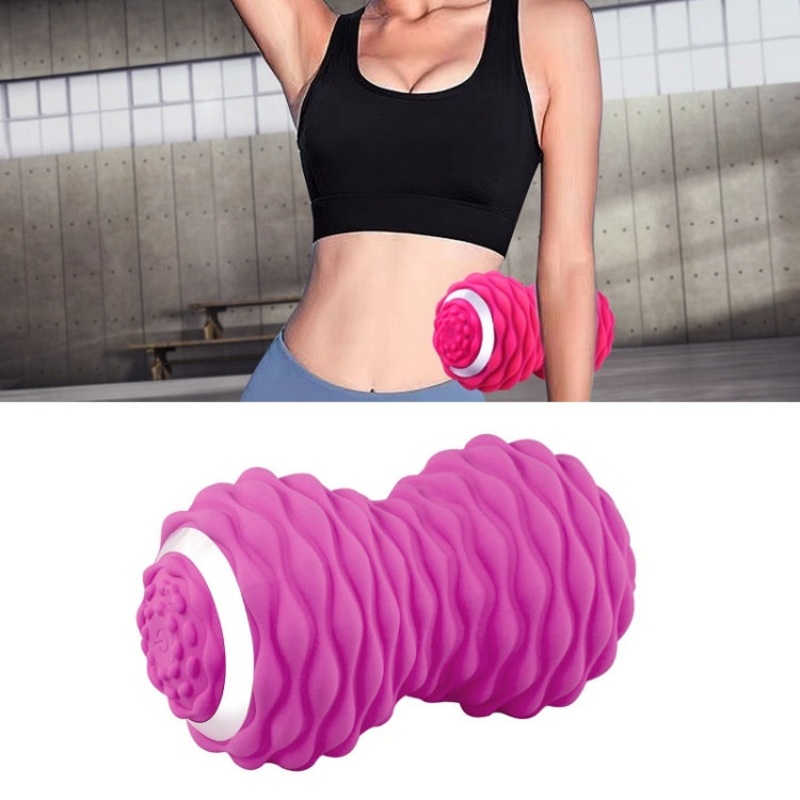 Electric Silicone Massage Ball Muscle Relaxation Fascia Peanut Shape Yoga Ball (Rose Red)